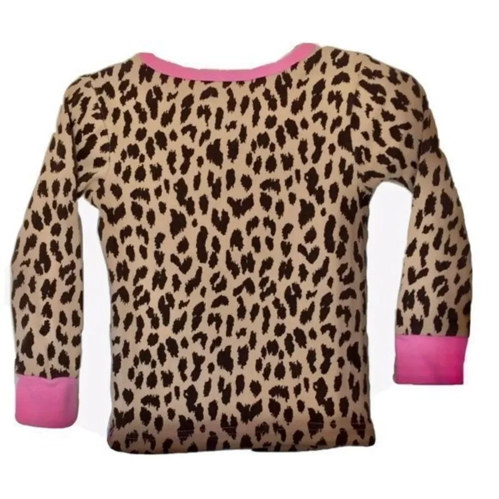 Carters Long Sleeve Top Blouse  Animal Print  Pink Brown Size 3 Toddler Girls